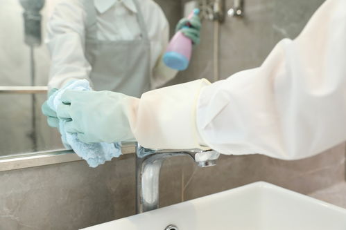 家政保潔清潔工擦玻璃服務(wù)女性人物攝影圖 攝影